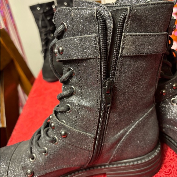 Guess Glittery Silver Combat Boots - Picture 4 of 8